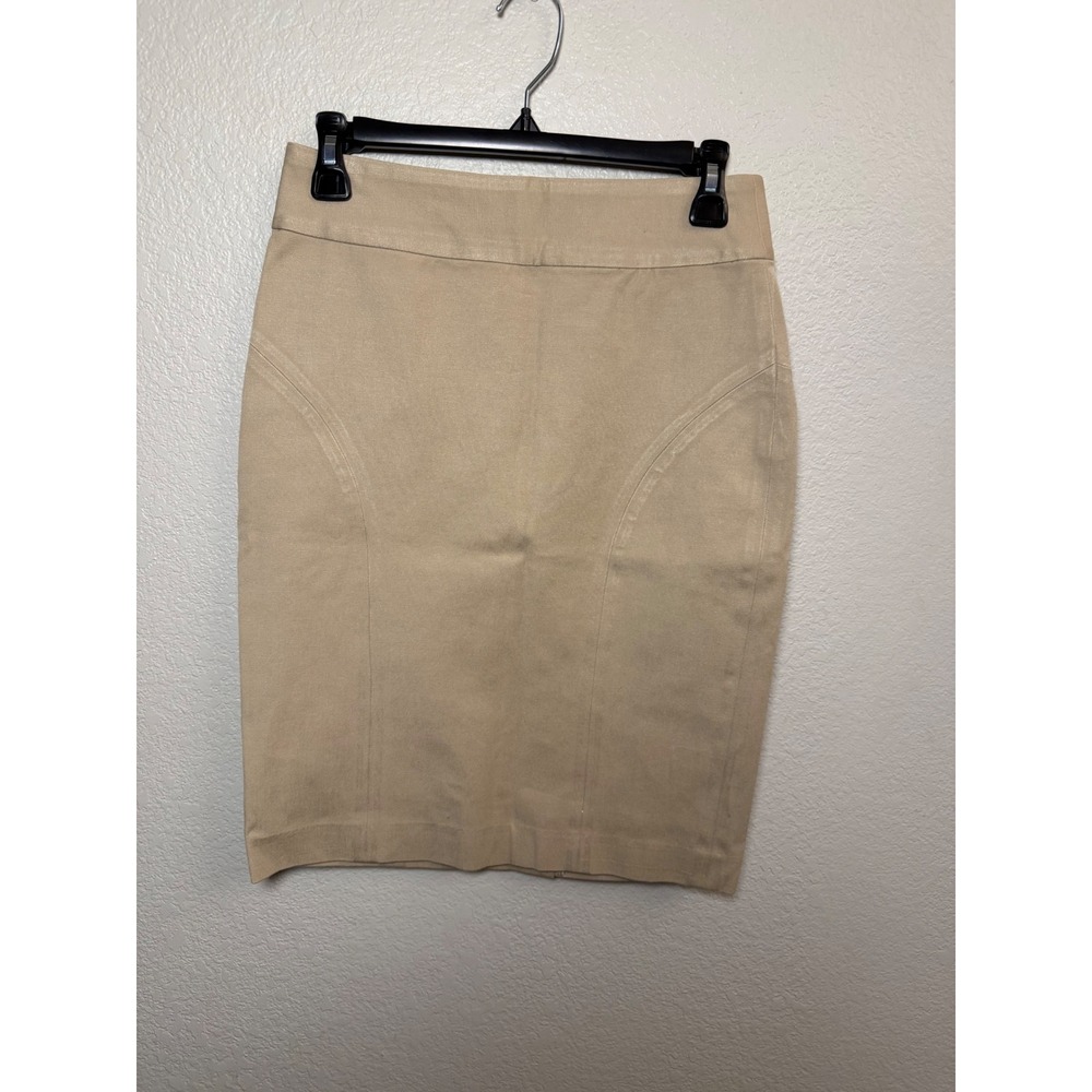Banana Republic Khaki Tan Stretch Pencil Skirt Size 0 Seamed High Waist